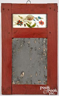 Painted pine looking glass, early 19th c.