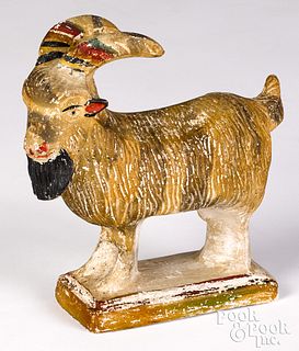 Pennsylvania polychromed chalkware goat, 19th c.