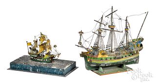 Two Frank G. Griffin painted tin ship models