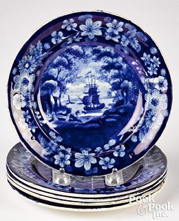 Five Historical Blue Staffordshire Cadmus plates