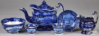 Historical Blue Staffordshire teawares