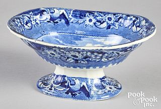 Historical Blue Staffordshire footed bowl