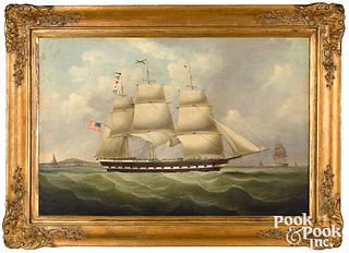 American oil on canvas ship portrait