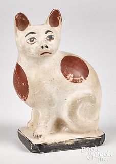 Pennsylvania painted chalkware cat, 19th c.