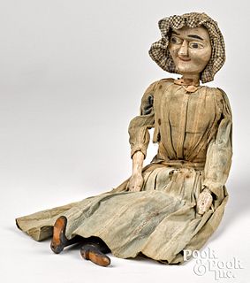 Early Queen Anne carved and painted wood doll