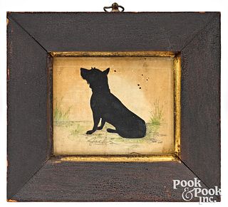 Painted paper silhouette of a dog named Jack