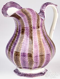 Purple and black spatterware pitcher, 19th c.