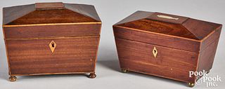 Two Regency mahogany tea caddies, 19th c.