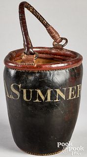 Painted leather fire bucket,19th c.