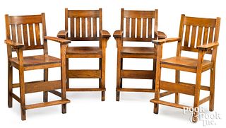 Set of four Haywood Wakefield oak billiards chairs