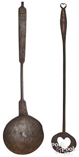 Two Pennsylvania brass wrought iron utensils
