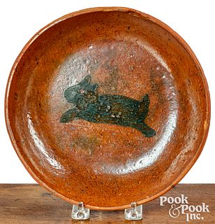 Pennsylvania redware shallow bowl, 19th c.