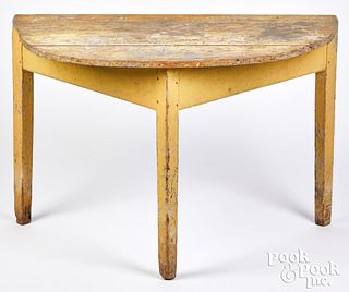 Painted pine demilune table, 19th c.