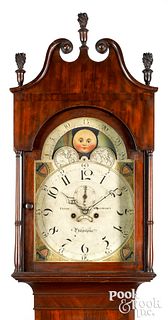 Philadelphia Federal mahogany tall case clock