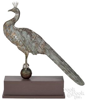Full bodied copper peacock weathervane