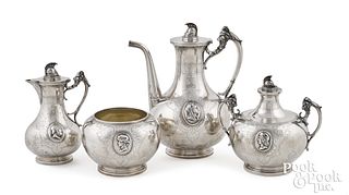 New York coin silver four piece coffee service