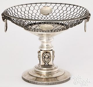 New York sterling silver wirework basket, ca. 1860