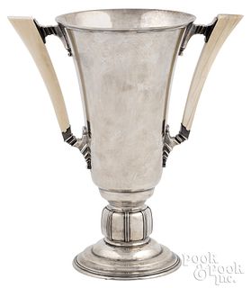 English Art Deco silver vase, 1934