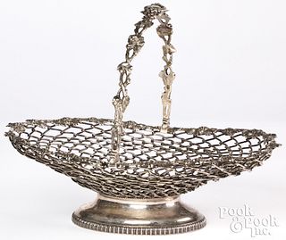New York silver wirework basket, ca. 1860