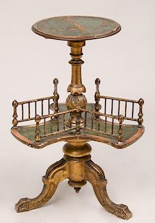 Victorian Carved Giltwood and Leather Two-Tier Book Table