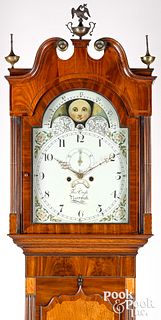 English mahogany and oak tall case clock, ca. 1820