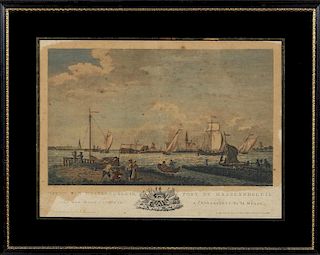 After Mattheus de Sallieth (1749-1791): Port de Maaslandsluis; Rotterdam vue du coté de la Meuse; Port de Harlingue; and Port de Middlebourg