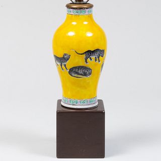 Chinese Yellow Glazed Vase Mounted as a Table Lamp