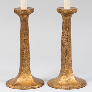Pair of Gilt Metal Contemporary Table Lamps