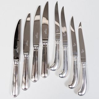 Set of Christofle Silver Plate Steak Knives and a Set of Henkel Silver Plate Steak Knives