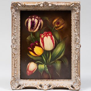 Porcelain Plaque  with Tulips, Probably English