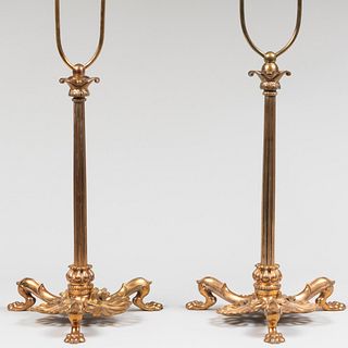Pair of Danish Thorvald Bindesboll Brass Table Lamps