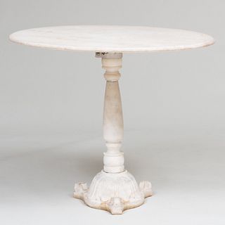 Contemporary Indian Carved Marble Pedestal Table 