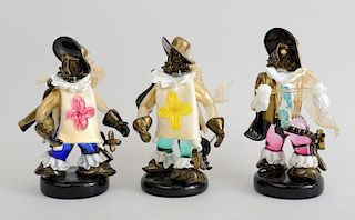 Set of Salviati Glass Figures of the Three Musketeers