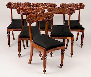 Set of Six William IV Carved Mahogany Side Chairs