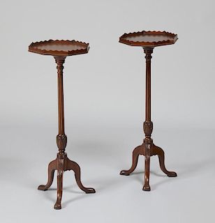 Pair of George III Style Mahogany Candle Stands, 20th Century