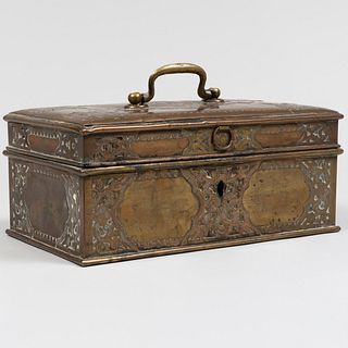 Continental Engraved Brass Traveling Box