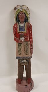 Vintage Carved And Painted Cigar Store Indian,