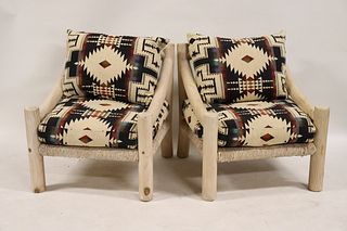 Vintage Pair Of Oversize Adirondack Style Chairs.
