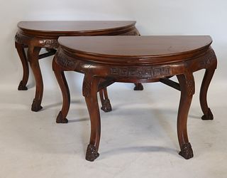 A Fine Antique Pair Of Chinese Carved Hardwood