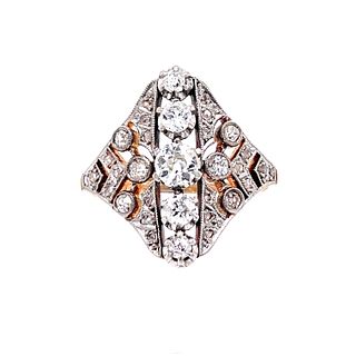 Platinum 18k Art Deco Diamond Ring
