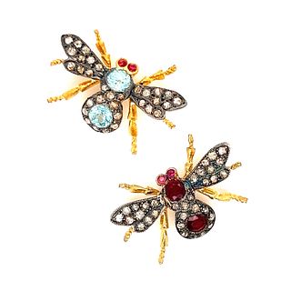 Silver and Gold Bug Brooch Set