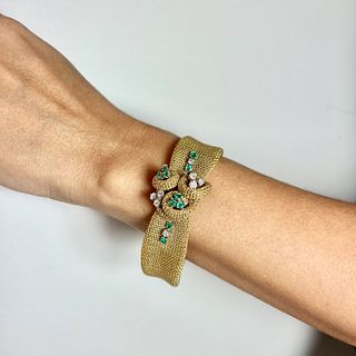 18k Emerald Diamond Retro BraceletÂ 