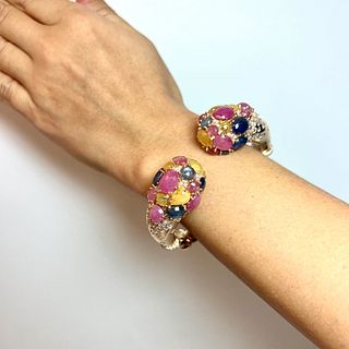 18k Verdi Multi Color Sapphire Diamond Bracelet