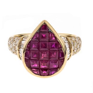 14k Ruby Diamond Pear Shaped Ring