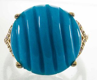 14k Turquoise Diamond Ring