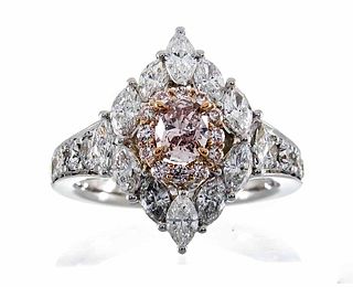 18k Fancy Pink Diamond Ring