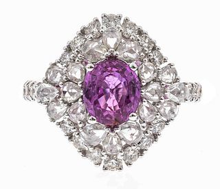 18k Pink Sapphire Diamond Ring