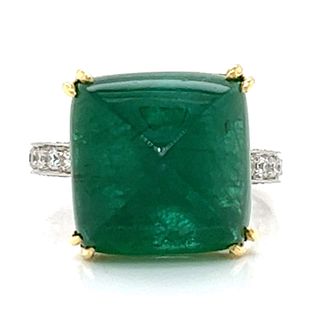 18k White & Yellow Gold Emerald and Diamond Ring