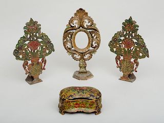 Pair of Continental Tôle Peinte Floral Table Decorations