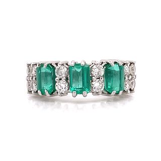 Platinum Emerald Diamond Half Eternity Ring